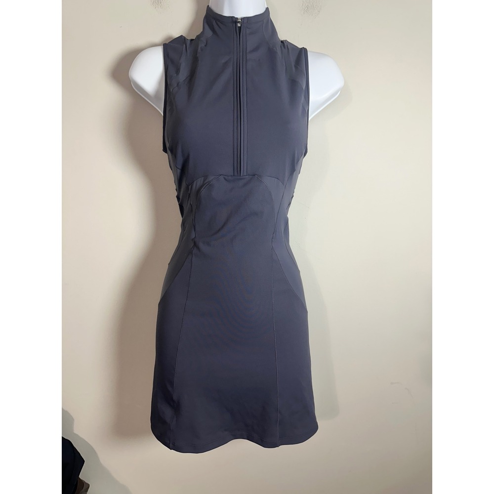 Kith Womens Dark Gray Quarter Zip Keyhole Back Active Tennis Dress Size S